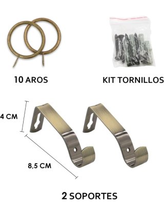 Barra Cortina Extensible Dorada 120-210 cm