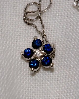 Collar Oro 14k Diamante y Zafiros