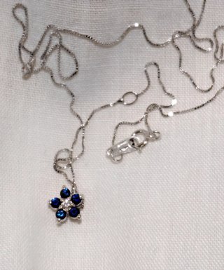 Collar Oro 14k Diamante y Zafiros