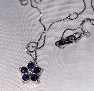 Collar Oro 14k Diamante y Zafiros
