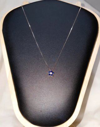 Collar Oro 14k Diamante y Zafiros