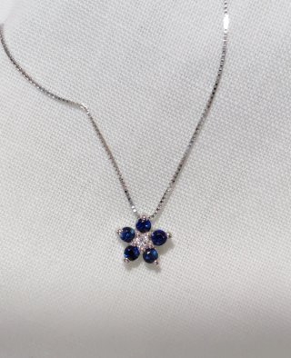 Collar Oro 14k Diamante y Zafiros