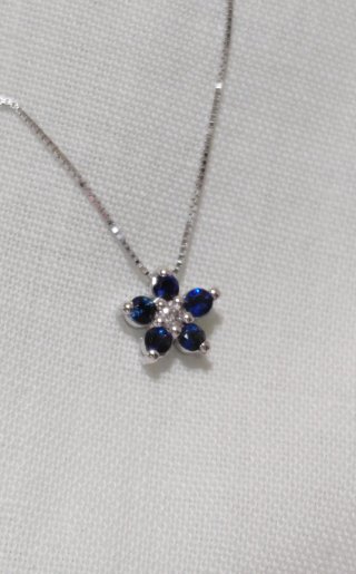 Collar Oro 14k Diamante y Zafiros