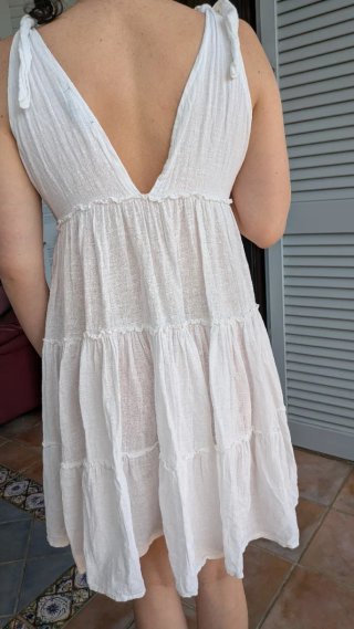 Vestito bianco spalline annodate 100% cotone