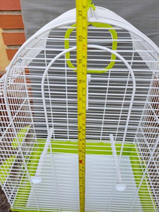 Jaula para pájaros blanca y verde