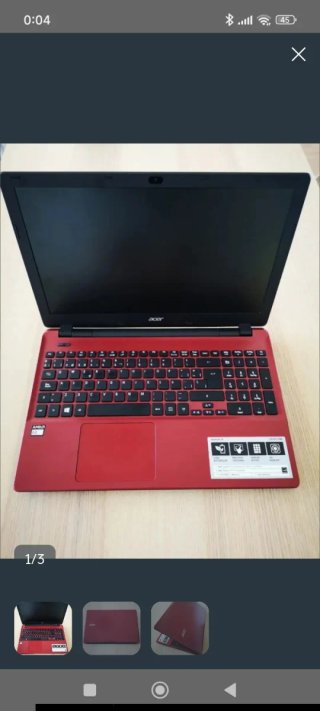 Ordenador portátil Acer rojo