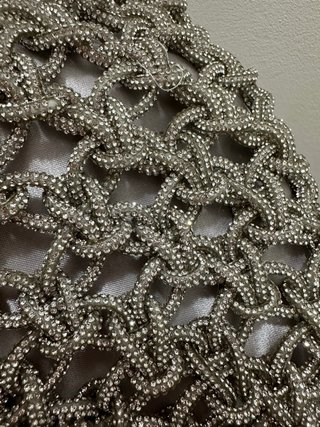 Borsa gioiello con sacchetto grigio perla