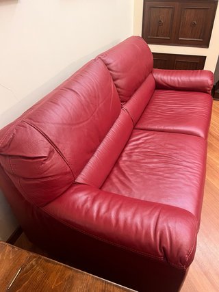 Coppia Divani 2 e 3 Posti Natuzzi Pelle bordeaux