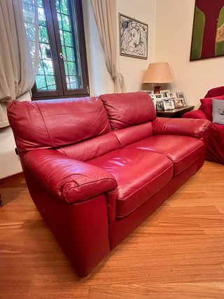 Coppia Divani 2 e 3 Posti Natuzzi Pelle bordeaux