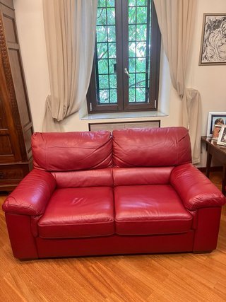 Coppia Divani 2 e 3 Posti Natuzzi Pelle bordeaux