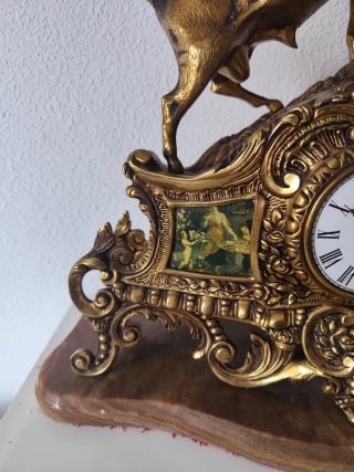 Reloj Bronce Antiguo Toro y León | Escultura Deco