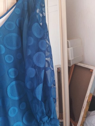 Traje de flamenca azul con lunares