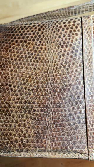 Bolso clutch piel lagarto vintage marrón antiguo