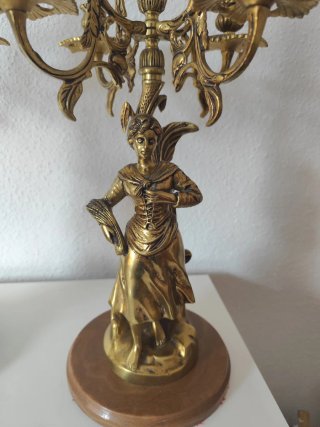 Pareja Candelabros 5 Brazos Figuras Campesinos