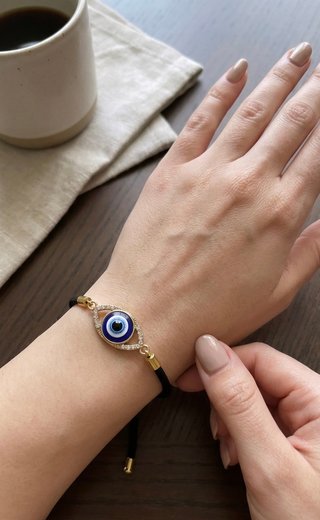 Pulseira Olho Turco Amuleto Ajustável Dourada