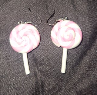 Pendientes Piruleta Rosa y Blanca
