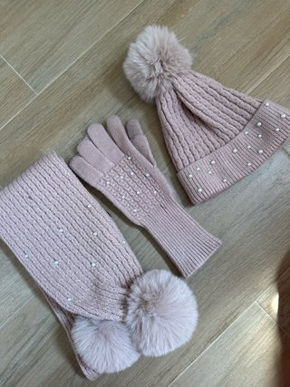 Conjunto invierno niña rosa perlas