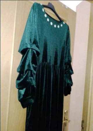 Vestido largo terciopelo verde T. L/XL