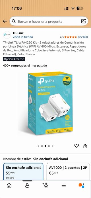 PLC TP-Link TL-WPA4220 Kit Powerline Wi-Fi