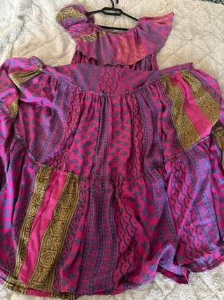 Vestido largo estampado rosa y morado