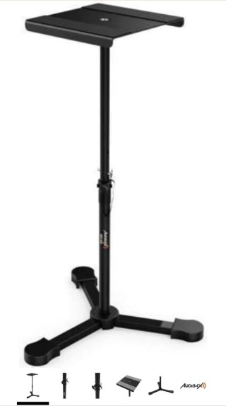 Un monitor de estudio Yamaha HS8 que incluye pie