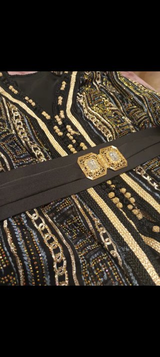 Caftán Tekchita Negro y Dorado Talla Única