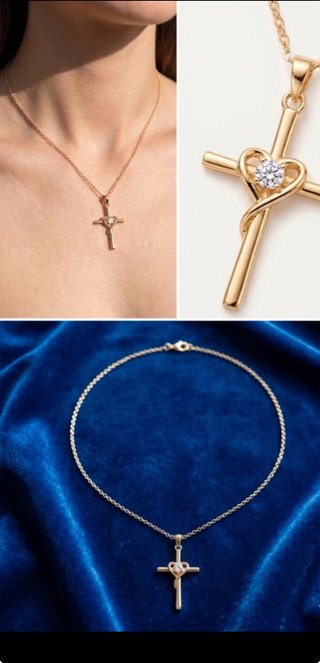 Colar Cruz Coração Infinito Dourado