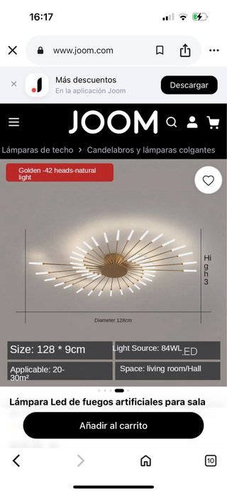 Lámpara de techo Lapata dorada y blanca