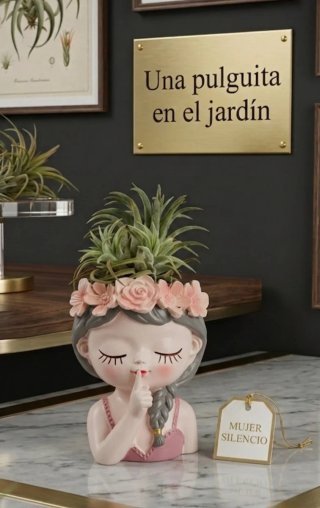 Figura Mujer Silencio con Planta Aérea
