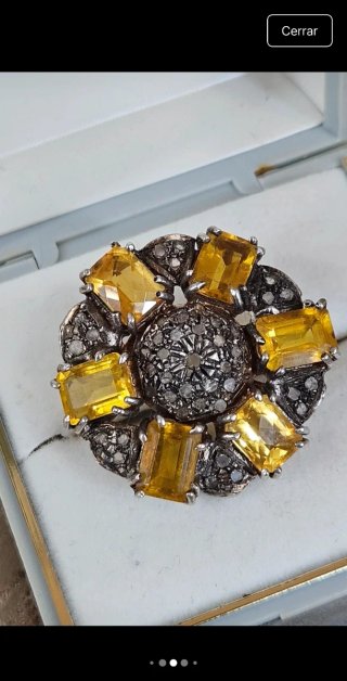 Colgante Plata 9k Citrinos y Diamantes