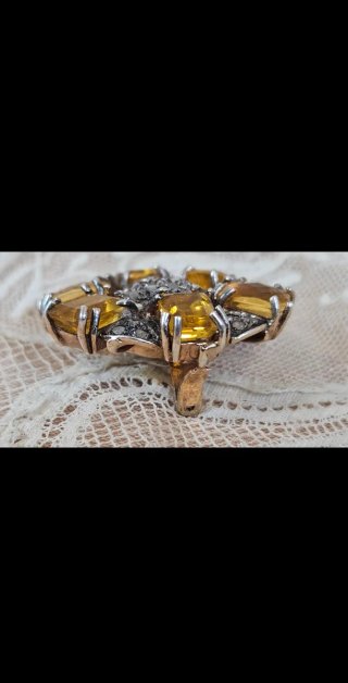 Colgante Plata 9k Citrinos y Diamantes
