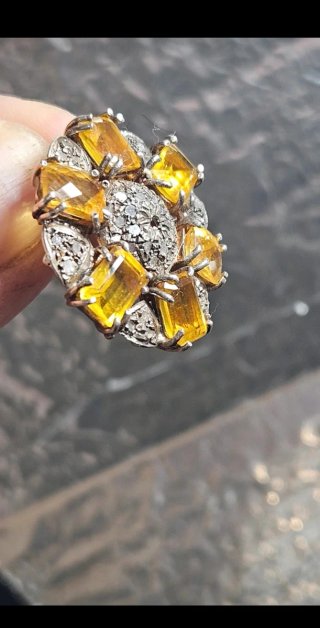 Colgante Plata 9k Citrinos y Diamantes