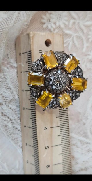 Colgante Plata 9k Citrinos y Diamantes