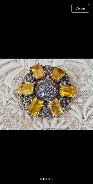 Colgante Plata 9k Citrinos y Diamantes