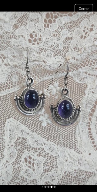 Pendientes Plata con Piedra Morada
