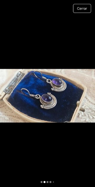Pendientes Plata con Piedra Morada