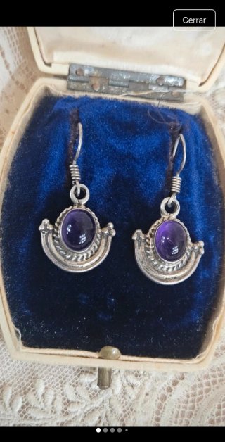 Pendientes Plata con Piedra Morada