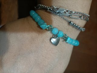 Bracciale con cuore argento e perle vetro