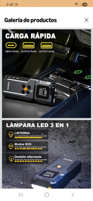 Arrancador y Compresor de Baterías Katoroe nuevo p