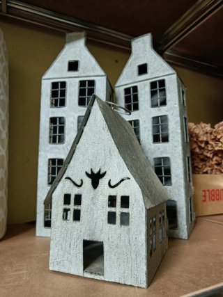 Set 3 Casitas Portavelas Decorativas Metal