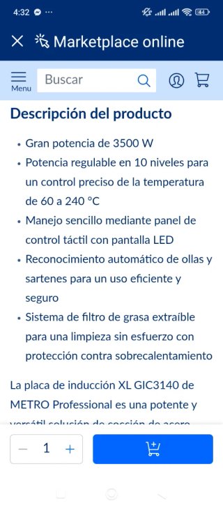 Placa inducción hostelería METRO PROFESSIONAL