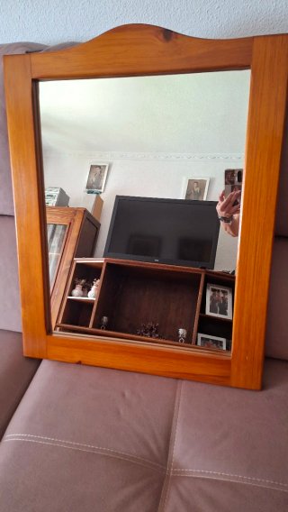 Espejo de Madera Marrón
