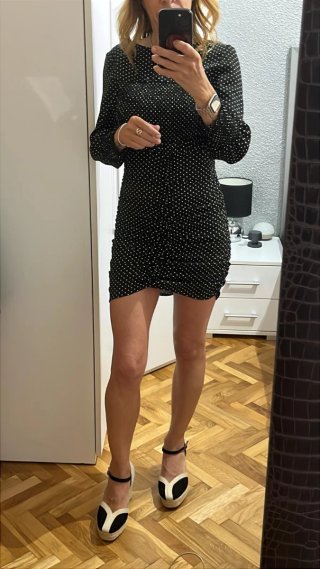 Vestido Zara Negro Lunares