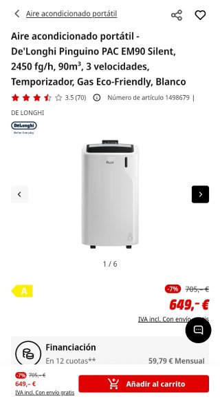 Aire Acondicionado Portátil DeLonghi Pingüino