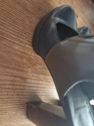 Zapatos de tacón plataforma azul y marrón