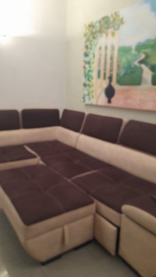 Divano angolare letto beige/marrone