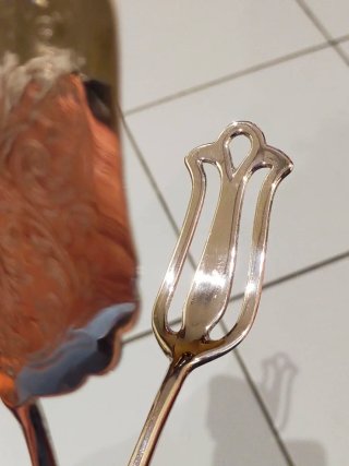 Pinza da portata in metallo argentato
