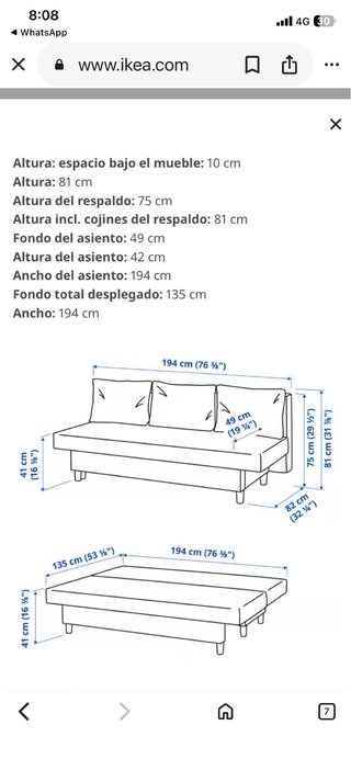 Sofá Cama Gris Tela
