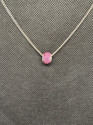 Collar Plata 925 con Charm Cristal Rosa