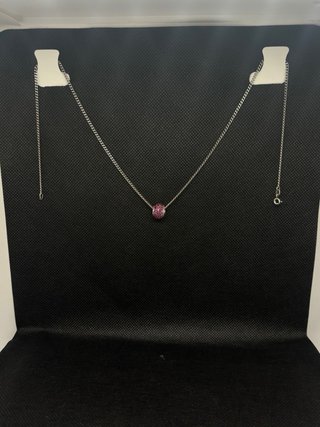 Collar Plata 925 con Charm Cristal Rosa